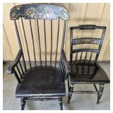 Vintage Rocking Chair & Decorated Chair