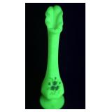 Fenton HP Signed Glass Vase Uranium 8 & 1/2' H