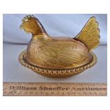 Indiana Glass Amber Hen on Nest 5' H