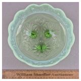 Northwood Jefferson Green Glass Dish 8' W