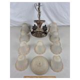 Vintage Light Fixture w/ Glass Shades