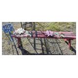 Wooden Bench & Garden Decor