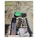 Assorted Tools & Lawn Spreader