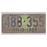 1929 Ohio License Plate