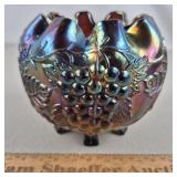 Dugan Amethyst Carnival Glass Rose Bowl 4" H