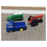 Auburn rubber tractor, 1950's blue truck, green