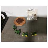White Christmas ornament, 4 JD tractors, 1/64,