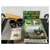 Misc JD 1/64 scale farm toys & JD memorabilia