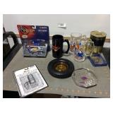 2 Bud Light glass mugs, Corvette 1950's style gas