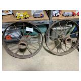 2 vintage steel wheels, 28' diameter