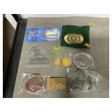 John Deere belt buckles, key chain, collectibles
