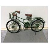 Green decorative metal bike w/wood handle grips &