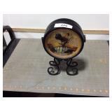 Double face rooster clock, battery-operated