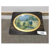 Very old framed picture of women working in field