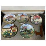 5 John Deere collector plates & stand