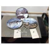 2 Wild Wings collector plates (wolves & elk) & 1
