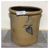 5 gallon salt-glazed hand-turned leaf w/handles
