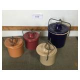 4 cheese/butter crocks w/wire bail lid