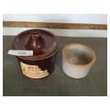 Brown cheese crock w/lid & butter crock