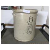 Red Wing 6 gallon birch leaf crock, molded handles