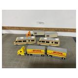 YRC & DHL tractor trailer w/double trailers & 2 RV