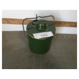 Green cheese/butter crock w/wire bail lid