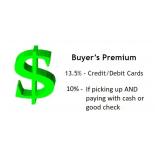 Buyer's Premium is 13.5% (10% if picking up AND