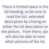 Be sure to read the FULL description for each lot!