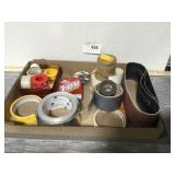 Tape, twine, sandpaper, fishing line
