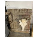 Buffalo skull, barbed wire display
