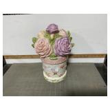 Roses in pot cookie jar