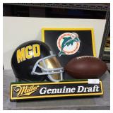 Miller Genuine Draft Miami Dolphins football sign