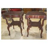 Pair of Leather Top Side Tables