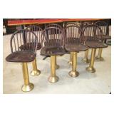 Brass and Wood Bar Stools
