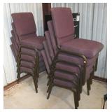 Ten upholstered stacking chairs