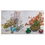 Floral arrangements and vases