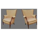 Pair of channel back wing chairs