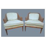 Vintage Chinese Chippendale Cane Back Club Chairs