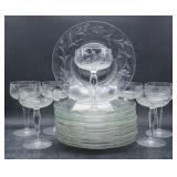 Etched glass plates and stemware