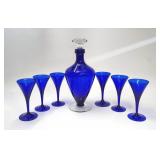 Morgantown Glass cobalt decanter set