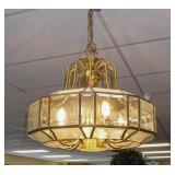 Brass and glass chandelier