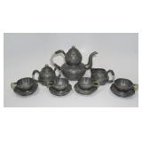 Vintage Jade and pewter tea service