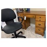 Wooden desk, computer chair
