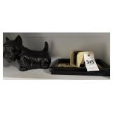 Scottish terrier, cookie jar tray, and coaster set