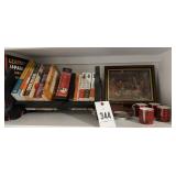 Scottish terrier book holder, tea, cups, frame