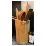 Wooden cooking utensil holder