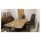 Vintage dining room table 6 high back wooden