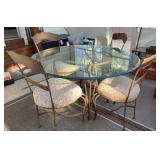 Rod Iron outdoor table and chairs glass top