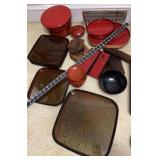 Lacquerware mixed lot ( Red, black/gold)