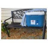 Outdoor bench with cooler